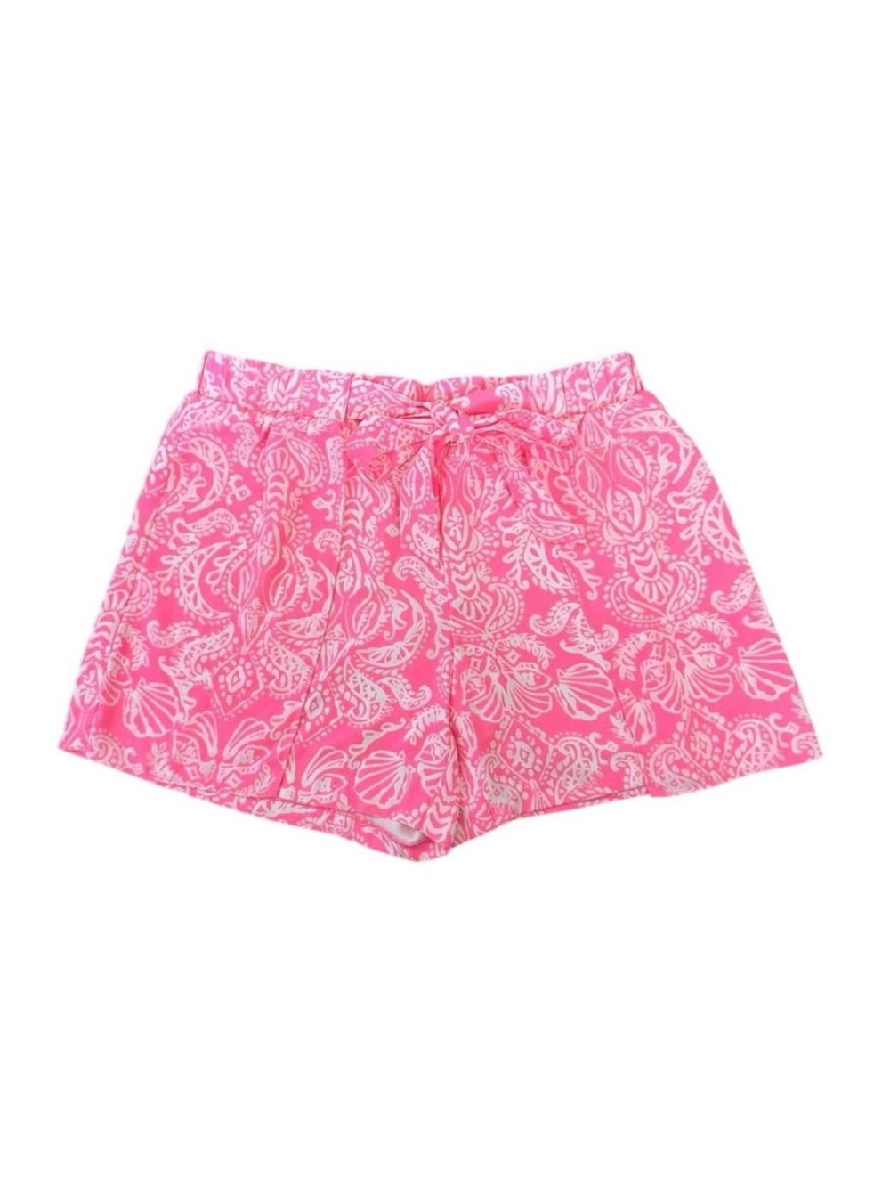 Lilly Pulitzer M Mylee Tie-Front Shorts Havana Pink Clawdia Seashell Pattern
